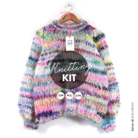Knitting kit – MYPZ Chunky Mohair - Scrap Yarn - Raglan Sweater no15 (ENG-NL)