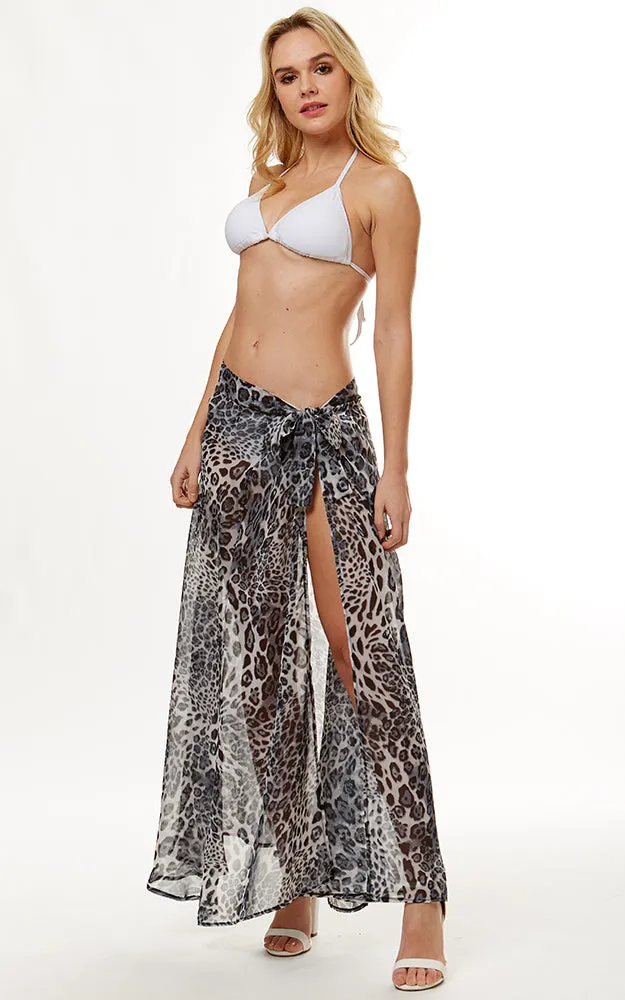 LOF1051 Leopard Beach Cover-up Wrap Skirt