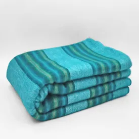 Machay - Baby Alpaca Wool Throw Blanket / Sofa Cover - Queen 90" x 63" - Aqua/Turquoise/Green