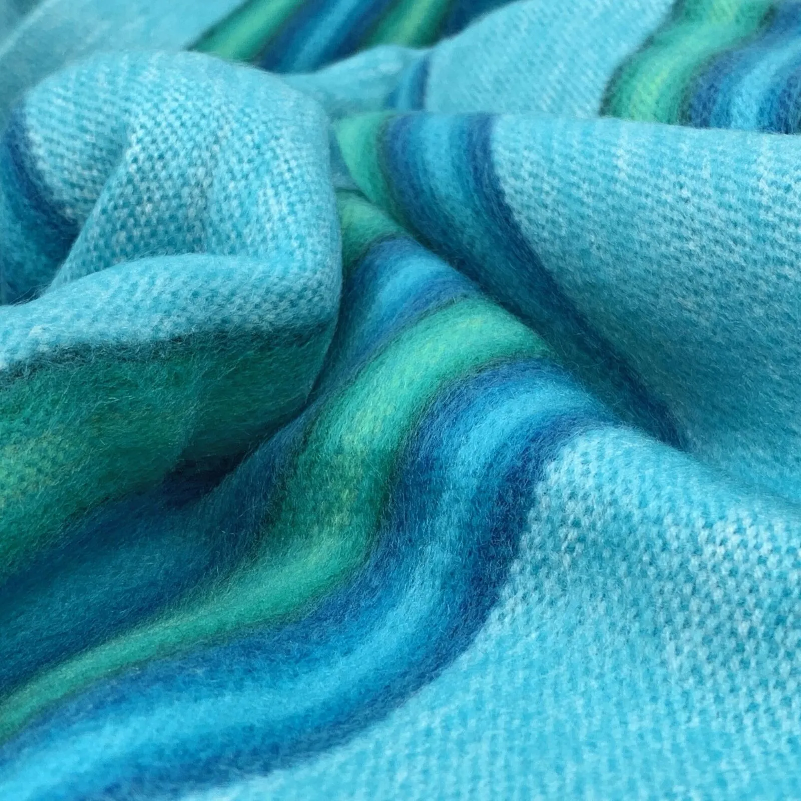 Machay - Baby Alpaca Wool Throw Blanket / Sofa Cover - Queen 90" x 63" - Aqua/Turquoise/Green