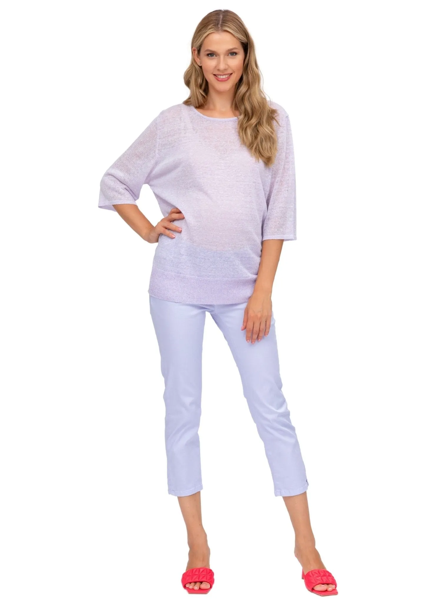 Maternity Capri Pants in Stretch Cotton - Lavander
