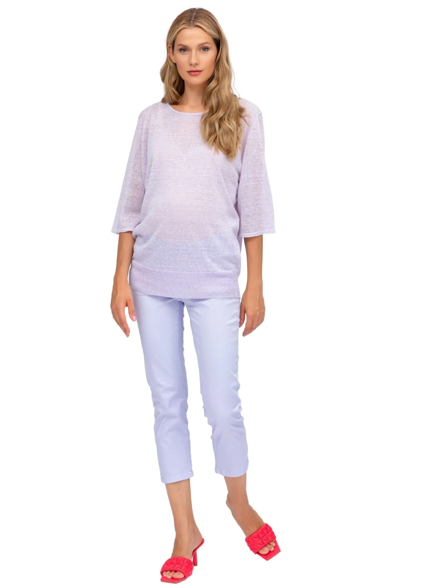 Maternity Capri Pants in Stretch Cotton - Lavander