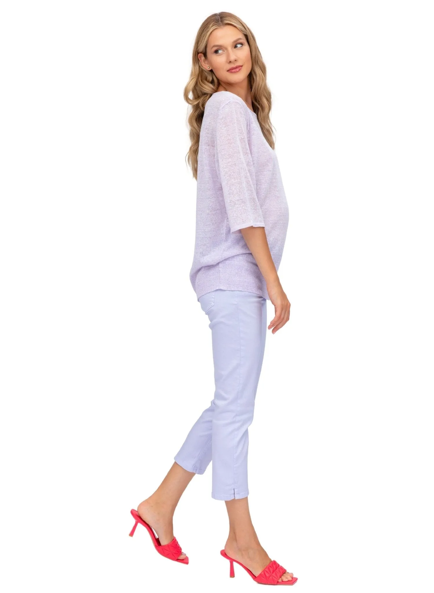 Maternity Capri Pants in Stretch Cotton - Lavander