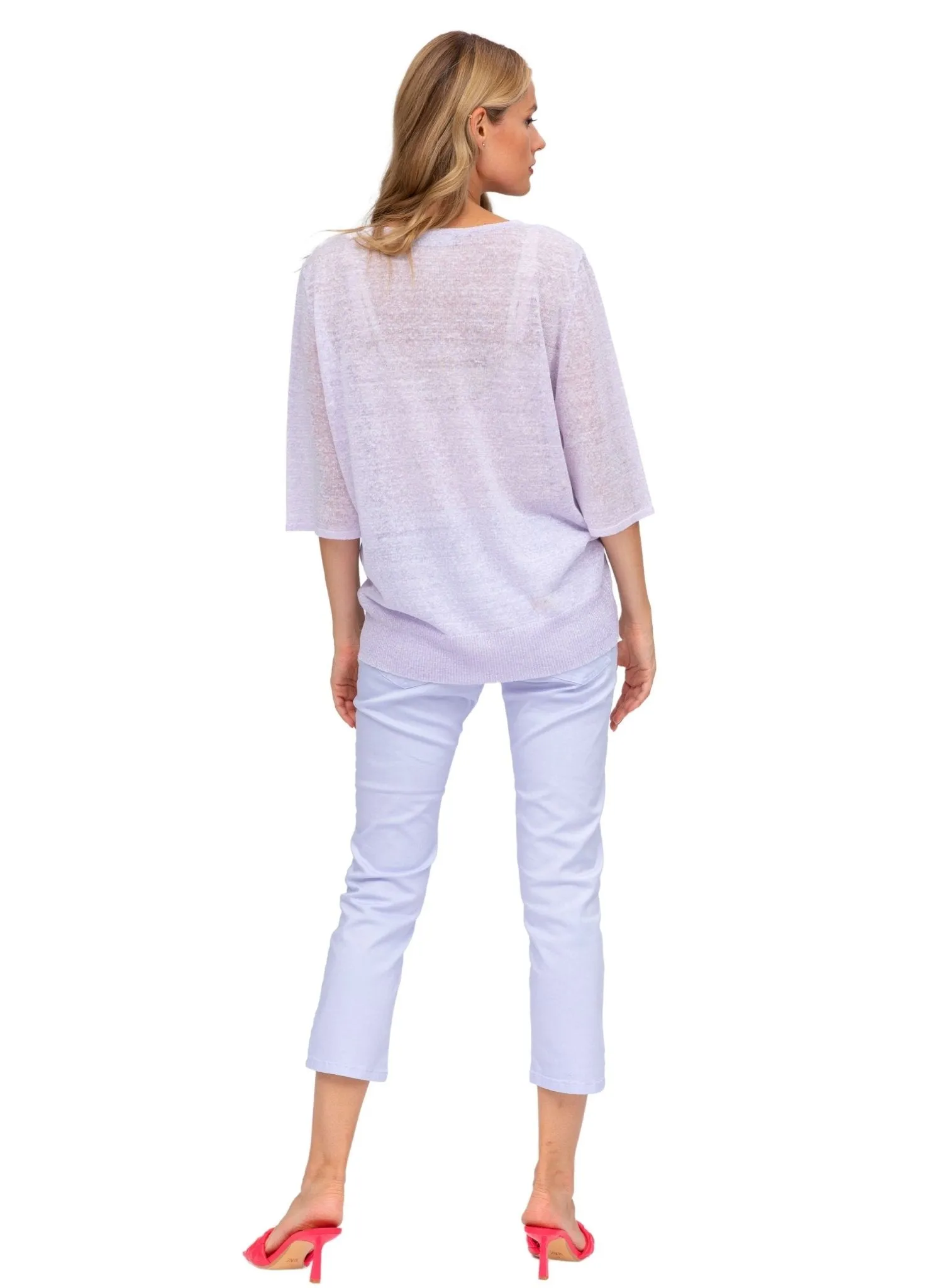 Maternity Capri Pants in Stretch Cotton - Lavander