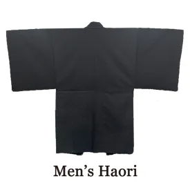 Men's Japanese Kimono Haori, Coat : Black, Modern pattern *LL