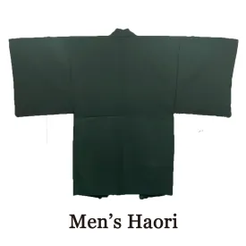 Men's Japanese Kimono Haori, Coat : Simple Green *LL size