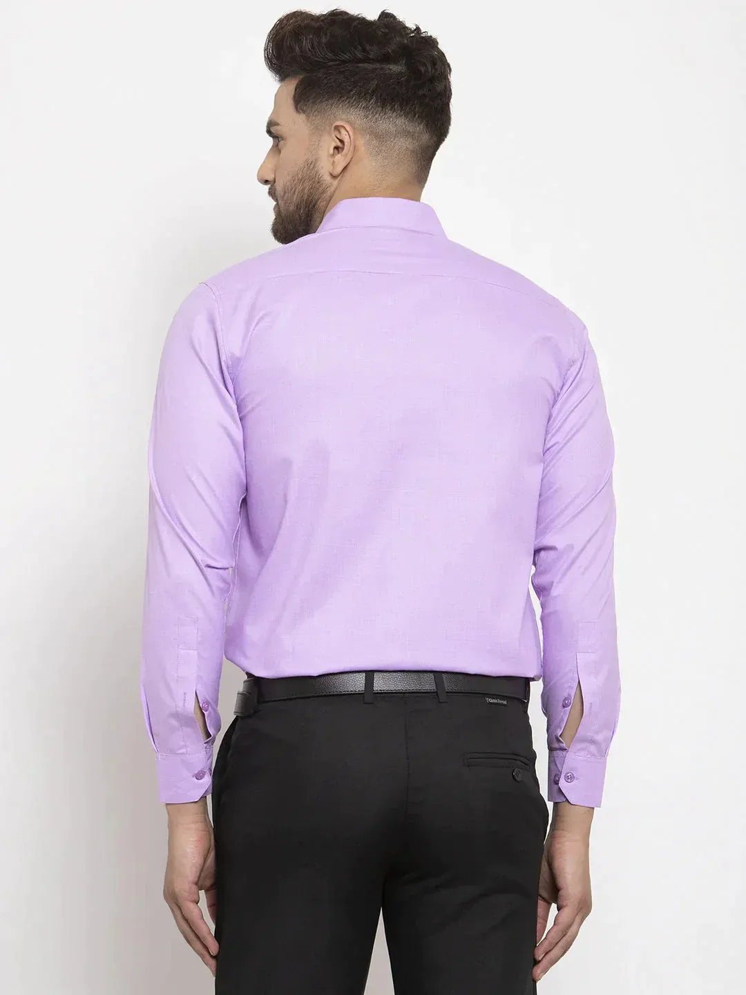 Men's Purple Cotton Geometric Formal Shirts - Taantav