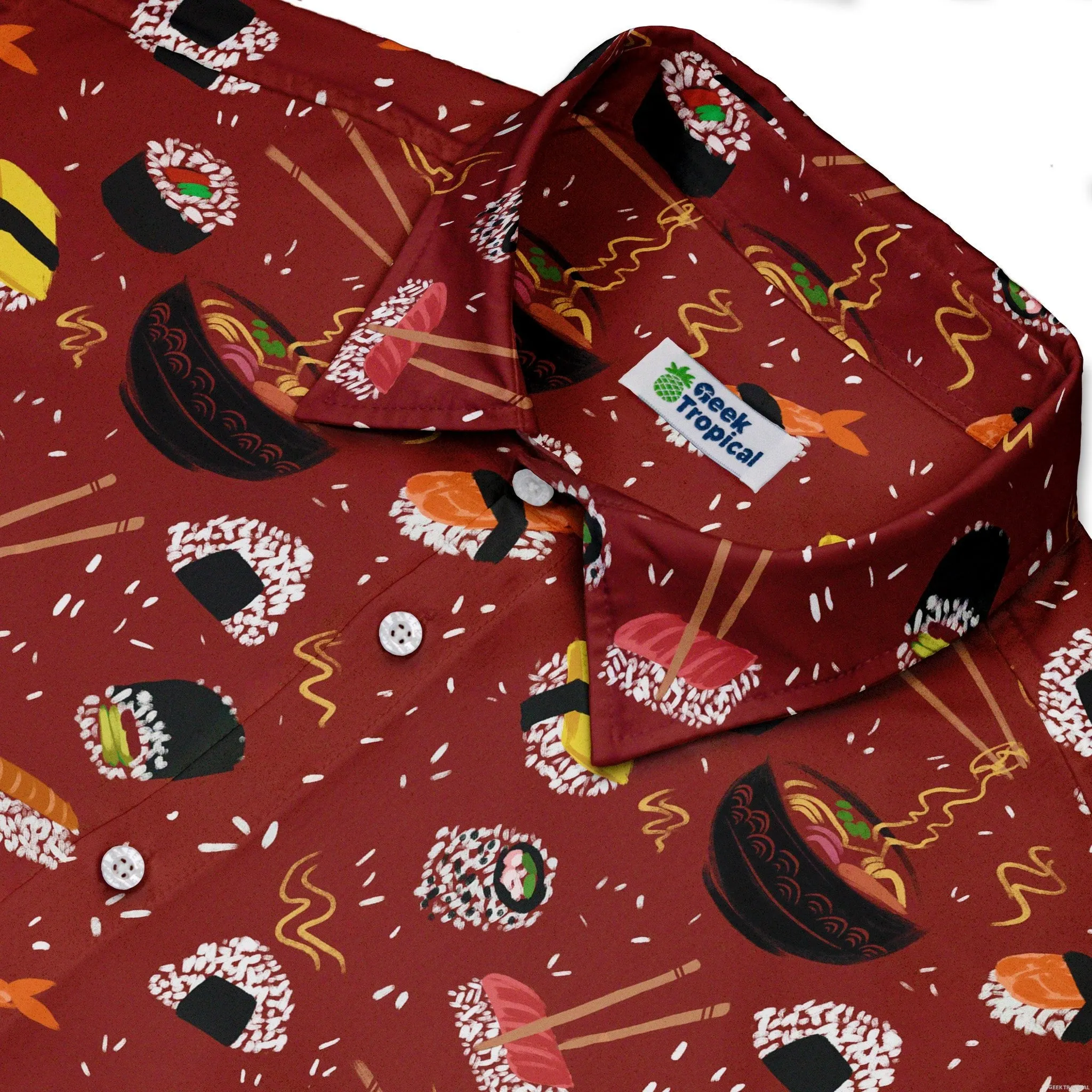 Oishi Sushi Red Button Up Shirt