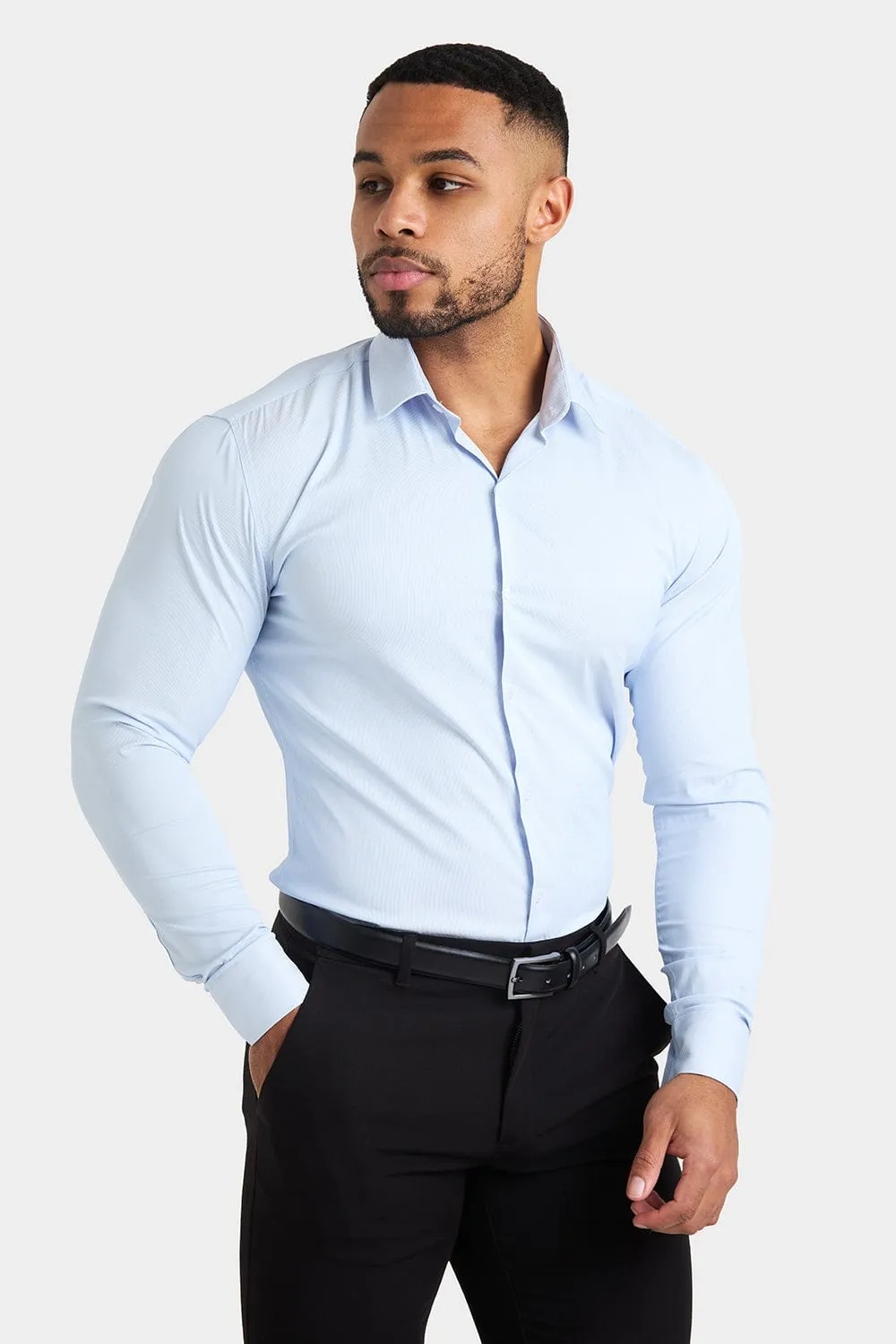 Performance Business Shirt in Blue Fine Stripe