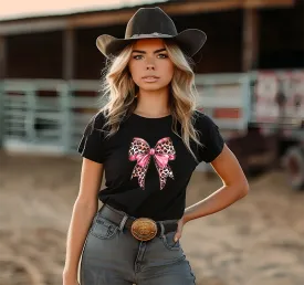 Pink Leopard Bow Graphic Tee