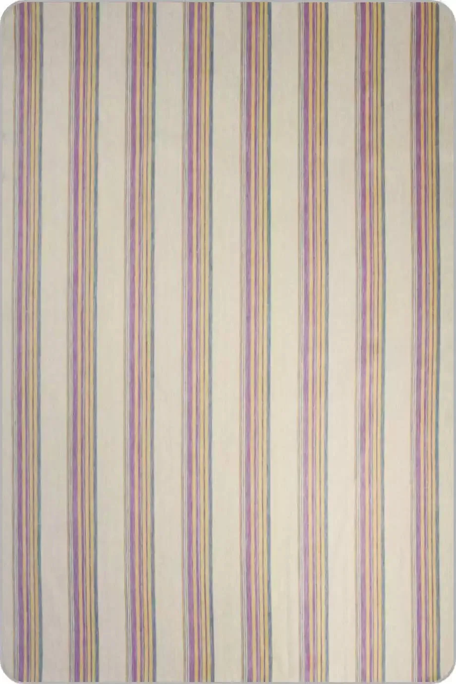 Quijos - Fine Alpaca Wool Throw Blanket / Sofa Cover - Queen 96 x 65 in - Multicolor Stripes in Lavender, Gold & Gray