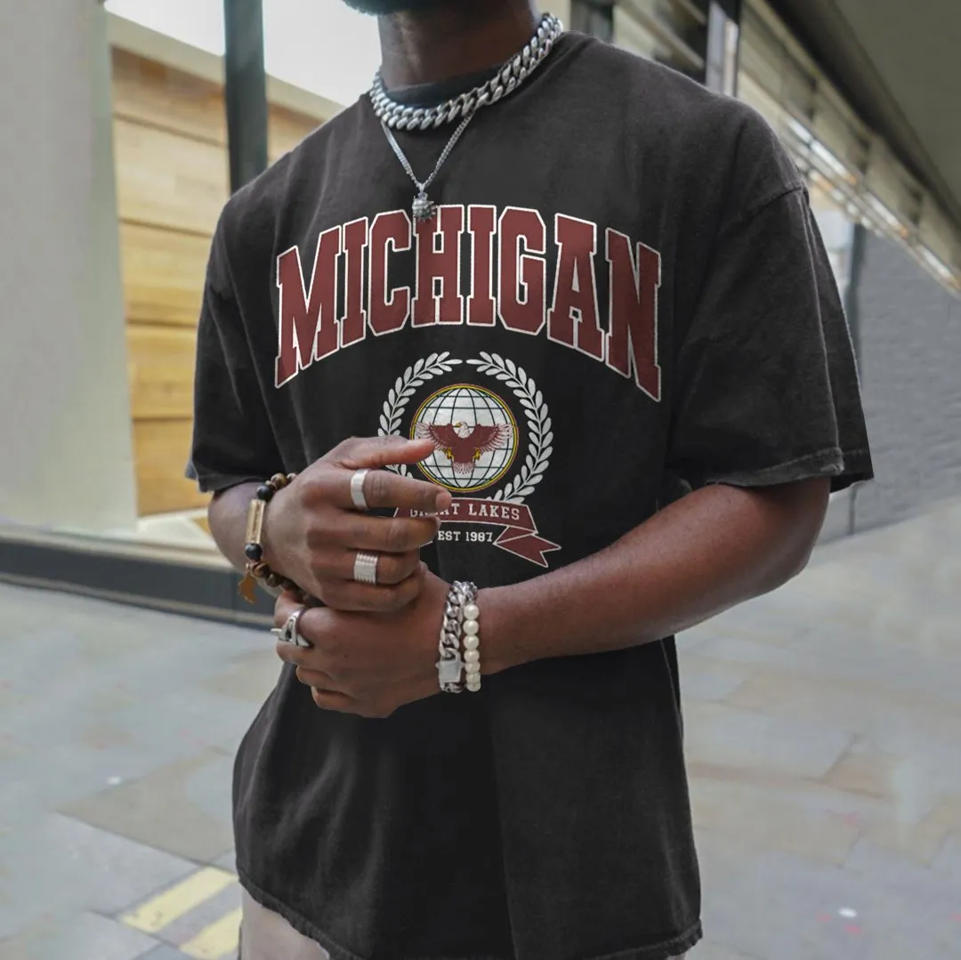 Retro Oversized MICHIGAN  T-Shirt
