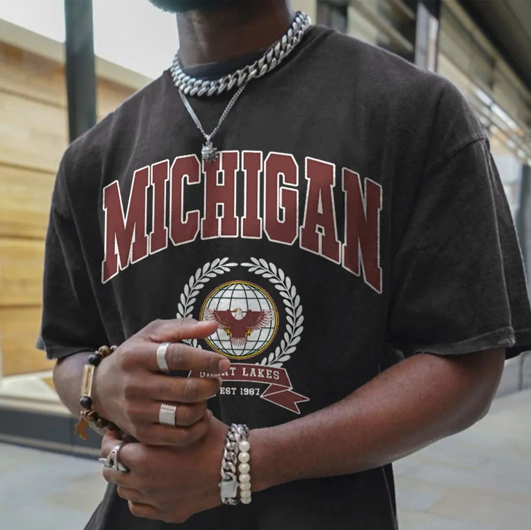 Retro Oversized MICHIGAN  T-Shirt