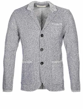 Rib Knitted Jacket Blue