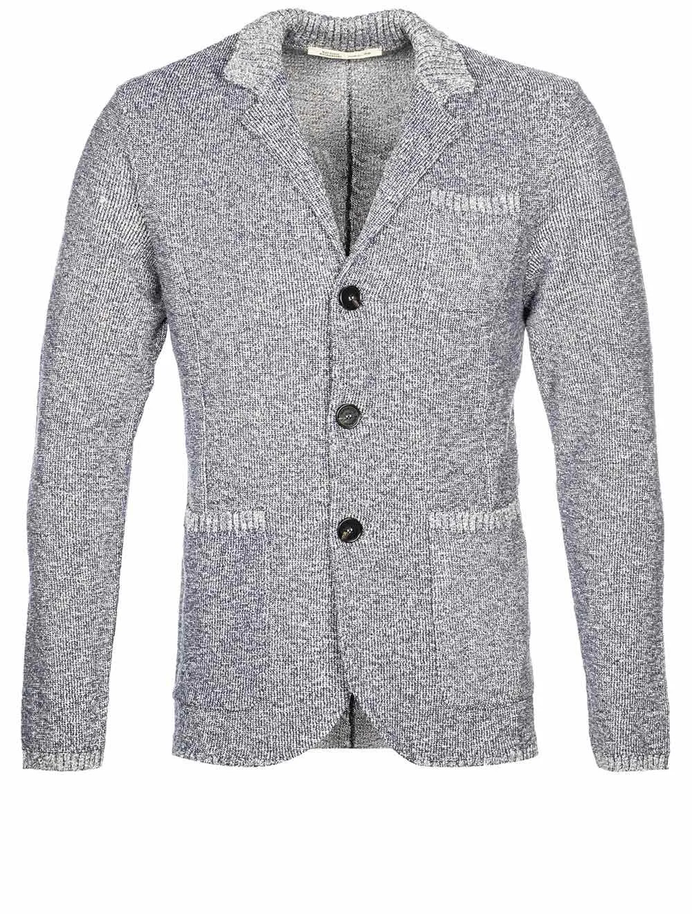 Rib Knitted Jacket Blue