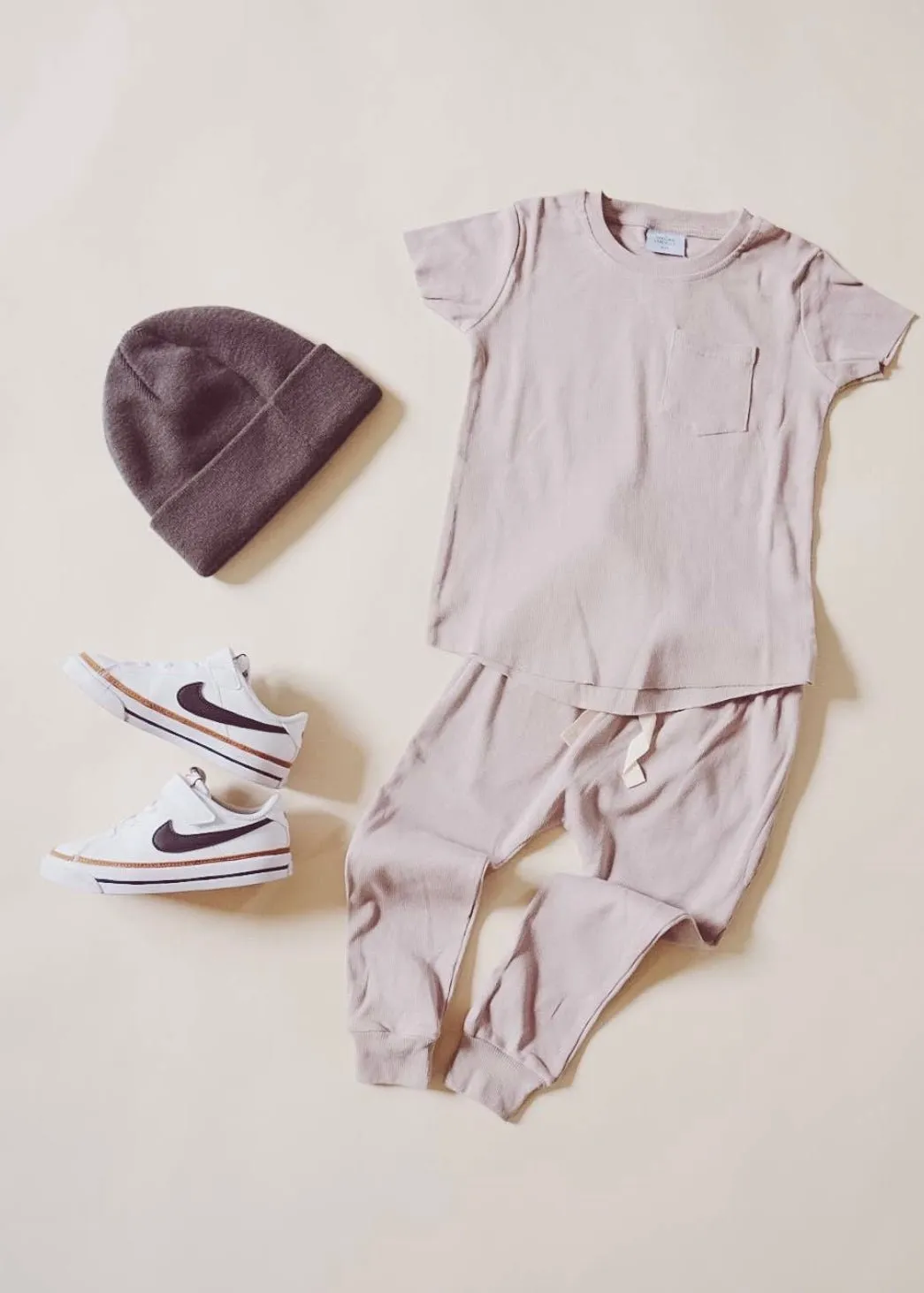 Ribbed Pocket Joggers in Taupe