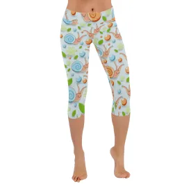 Snails Pattern Women's Low Rise Capri Leggings (Invisible Stitch)