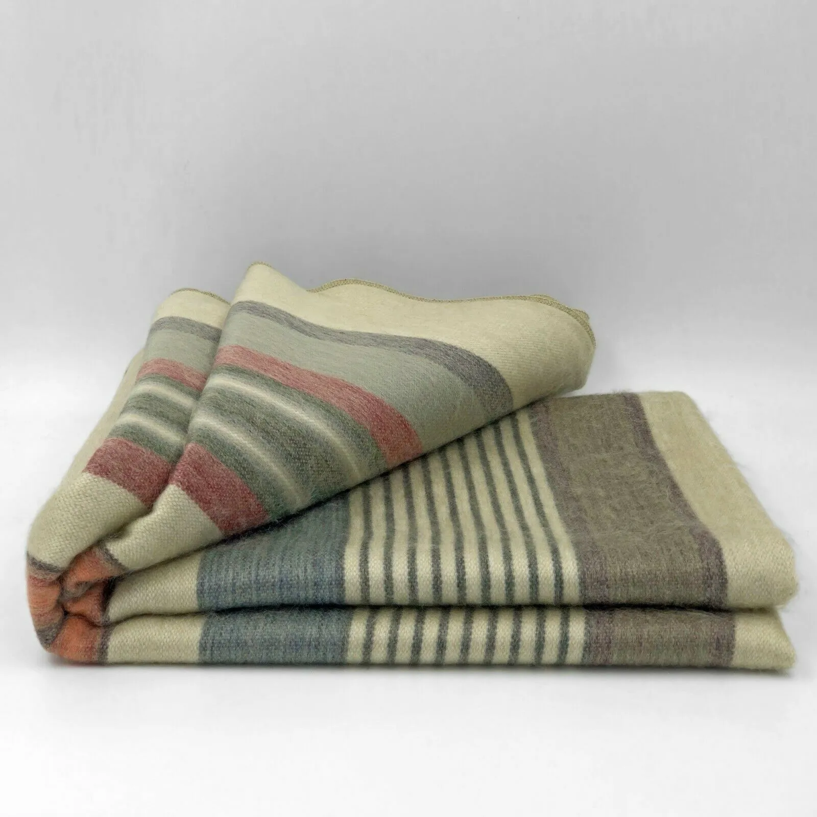 Suropata - Baby Alpaca Wool Throw Blanket / Sofa Cover - Queen 96" x 67" - multi colored stripes pattern