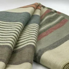 Suropata - Baby Alpaca Wool Throw Blanket / Sofa Cover - Queen 96" x 67" - multi colored stripes pattern