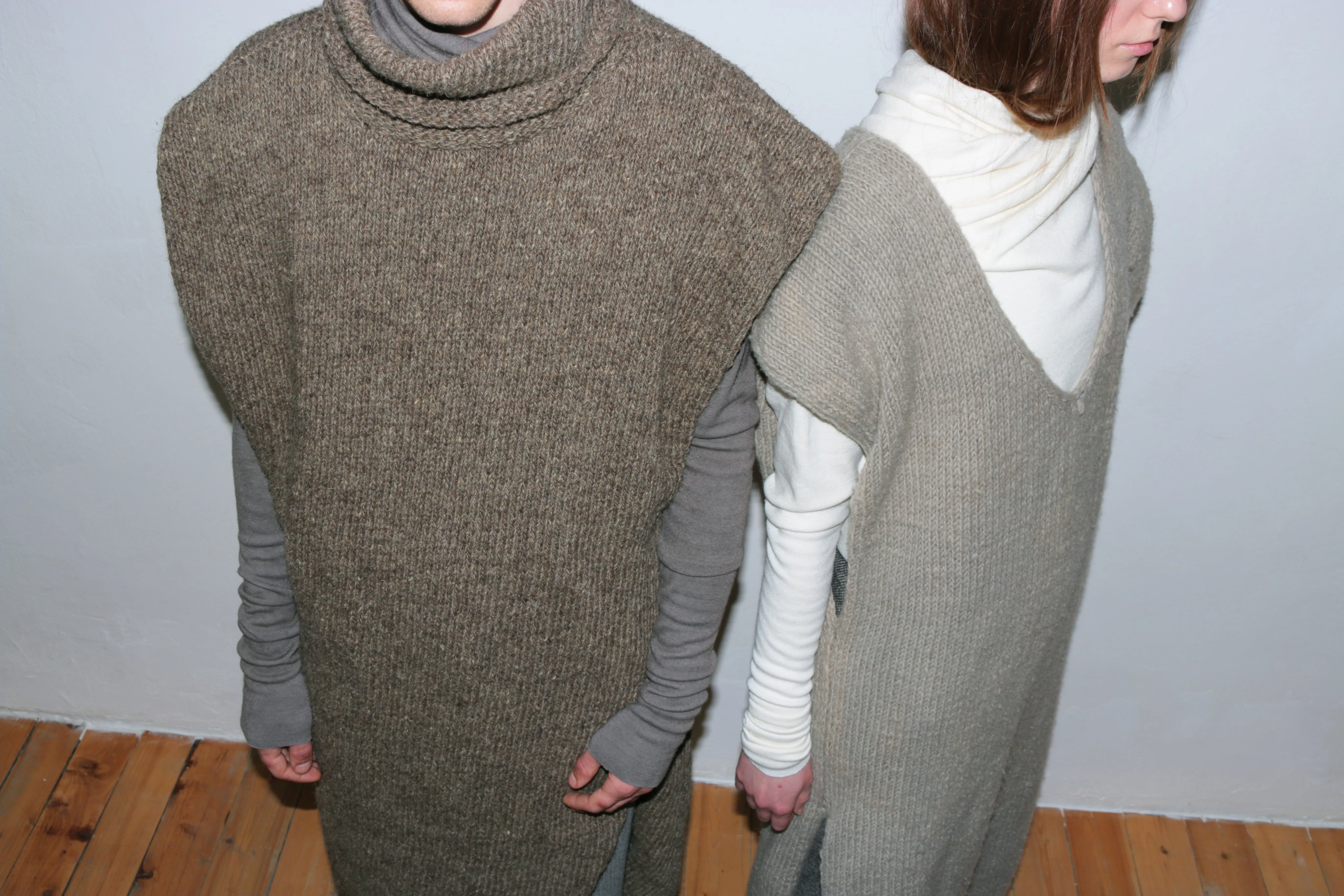 Taupe hand-knitted turtleneck