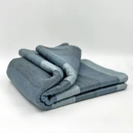 Toacazo - Baby Alpaca Wool Throw Blanket / Sofa Cover - Queen 98" x 67" - Striped Pattern Slate Gray