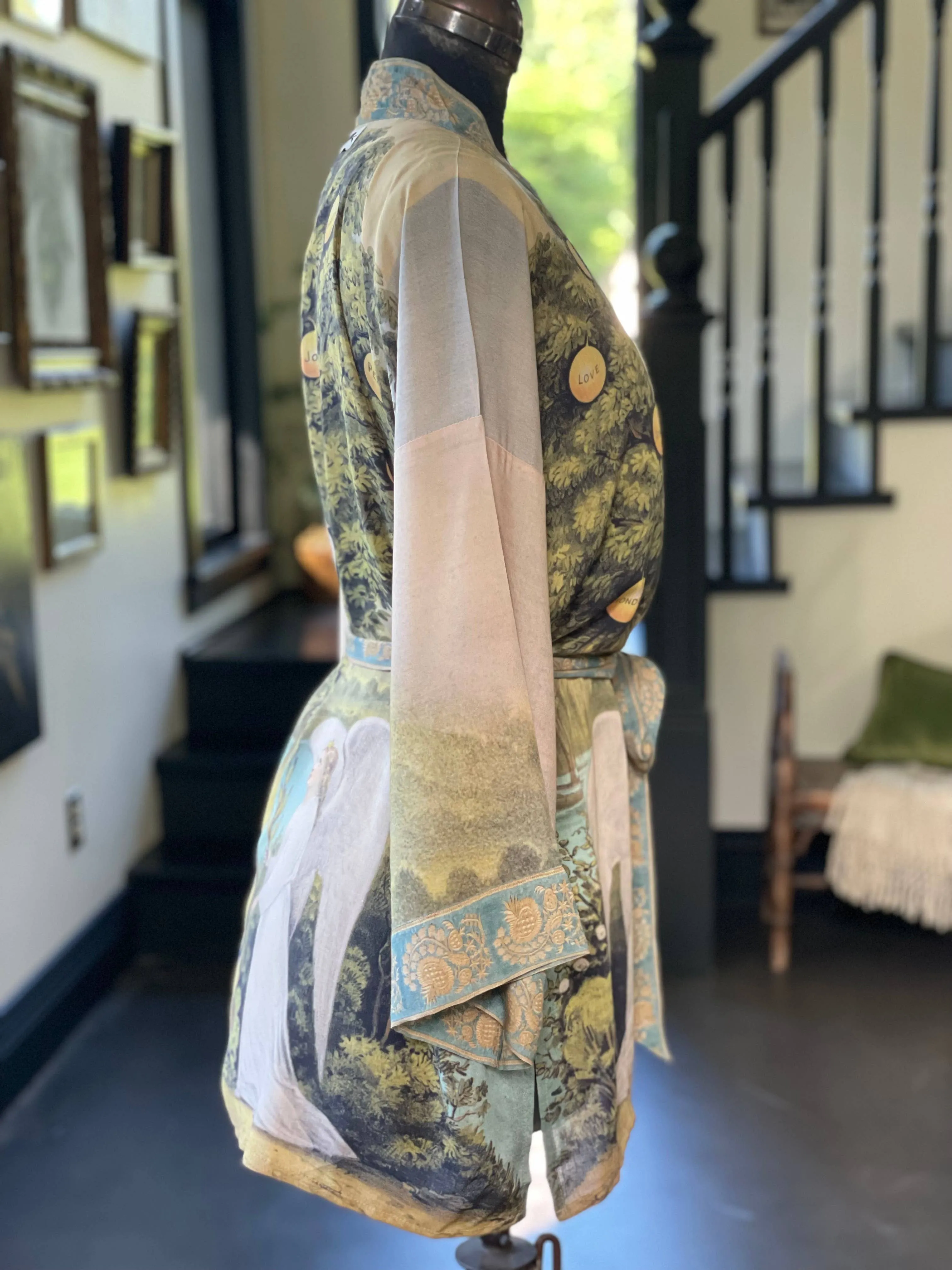 Tree of Life Bamboo Bohemian Kimono Cardigan with Belt