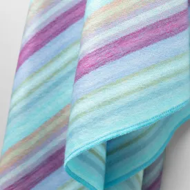 Tzacantza - Baby Alpaca Wool Throw Blanket / Sofa Cover - Queen 95" x 66" - aqua purple stripes pattern