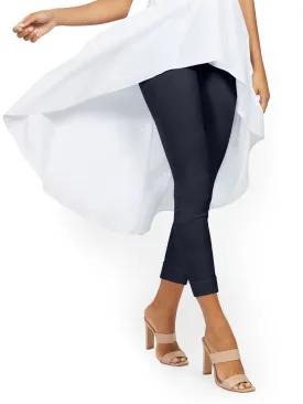Whitney High-Waisted Pull-On Slim-Leg Capri Pant - Denim