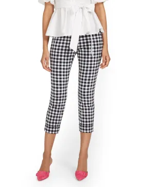 Whitney High-Waisted Pull-On Slim-Leg Capri Pant - Gingham
