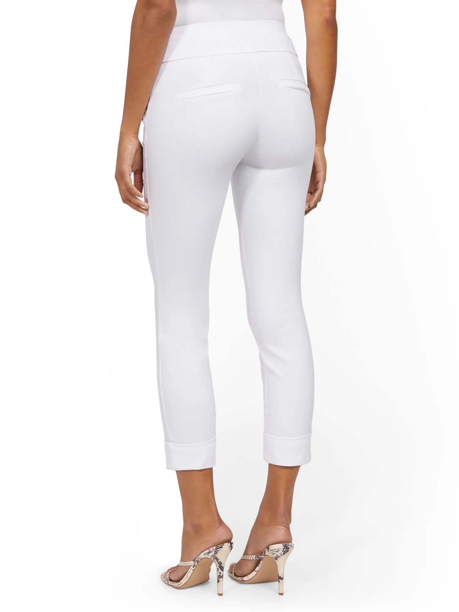 Whitney High-Waisted Pull-On Slim-Leg Capri Pant - White