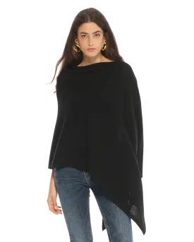 Women's Essential Pure Cashmere Poncho Black