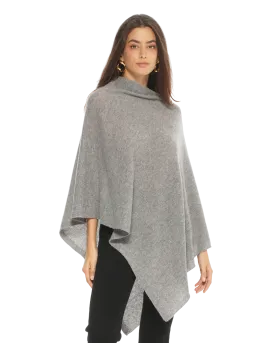 Women's Essential Pure Cashmere Poncho Medium Grey