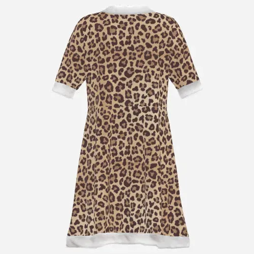 Women's Leopard Print Velvet Mini Dress | Retro 70s Winter Dress | Vintage Animal Print Party Dress