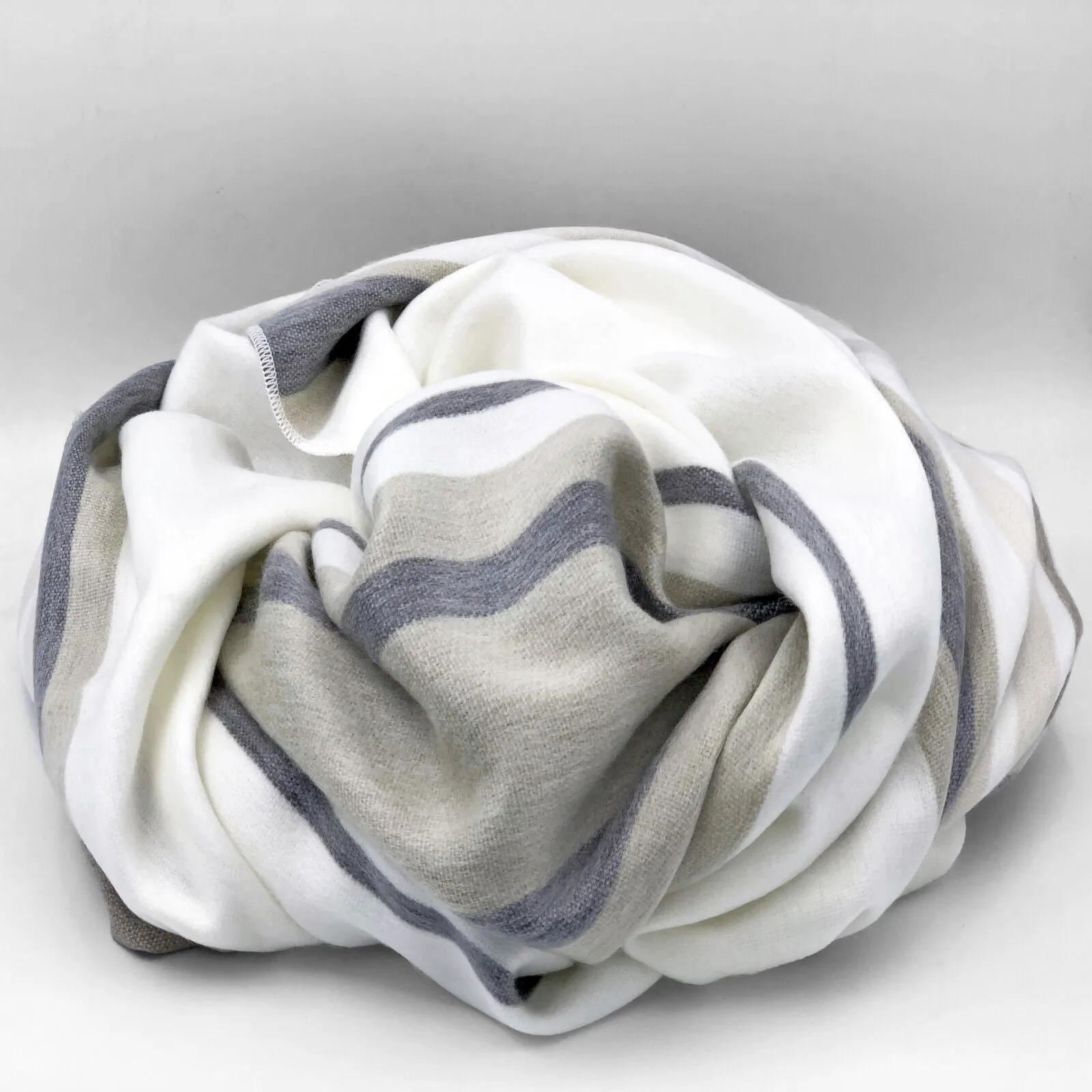 Yacoubina - Baby Alpaca Wool Throw Blanket / Sofa Cover - Queen/Queen Plus - multi colored stripes pattern