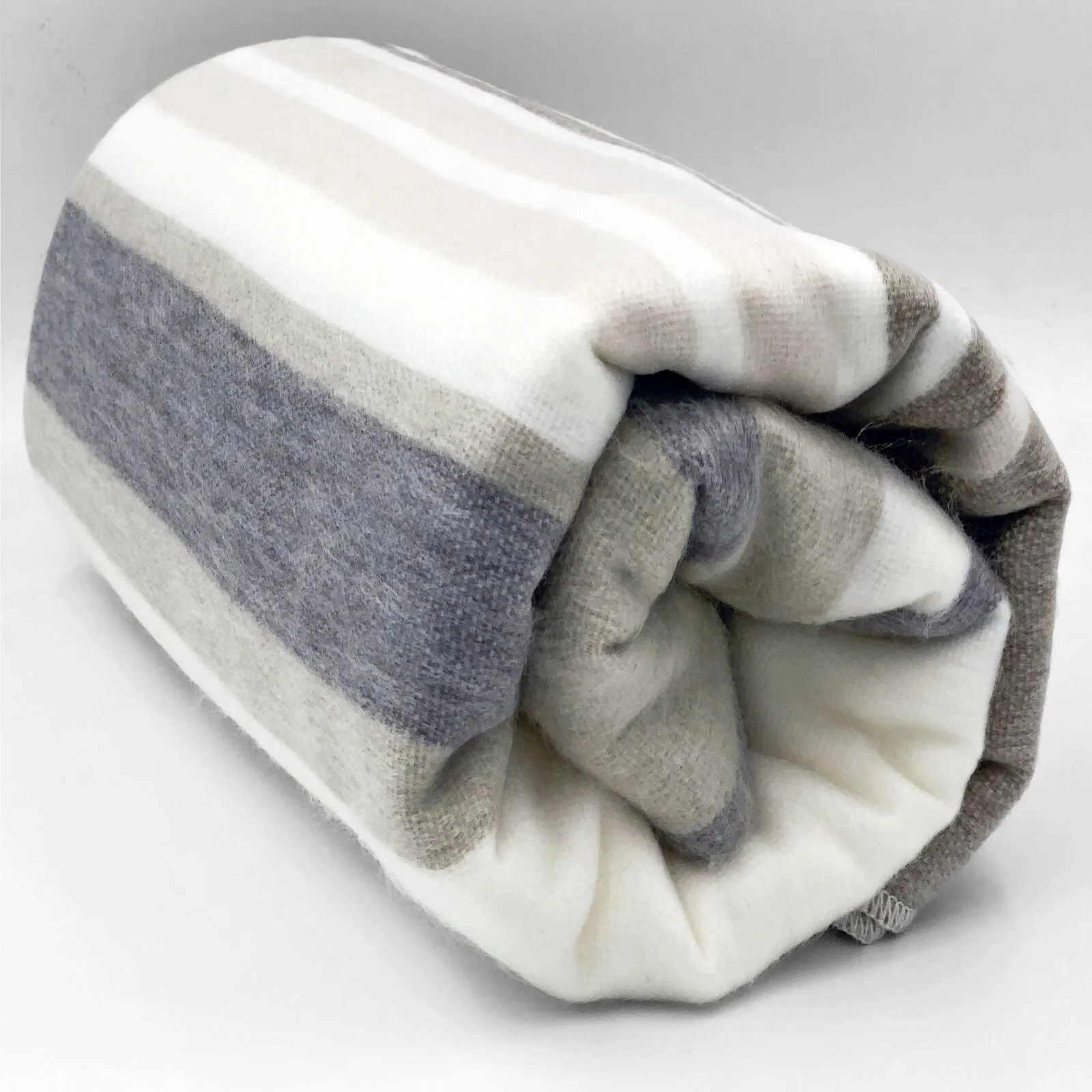 Yacoubina - Baby Alpaca Wool Throw Blanket / Sofa Cover - Queen/Queen Plus - multi colored stripes pattern