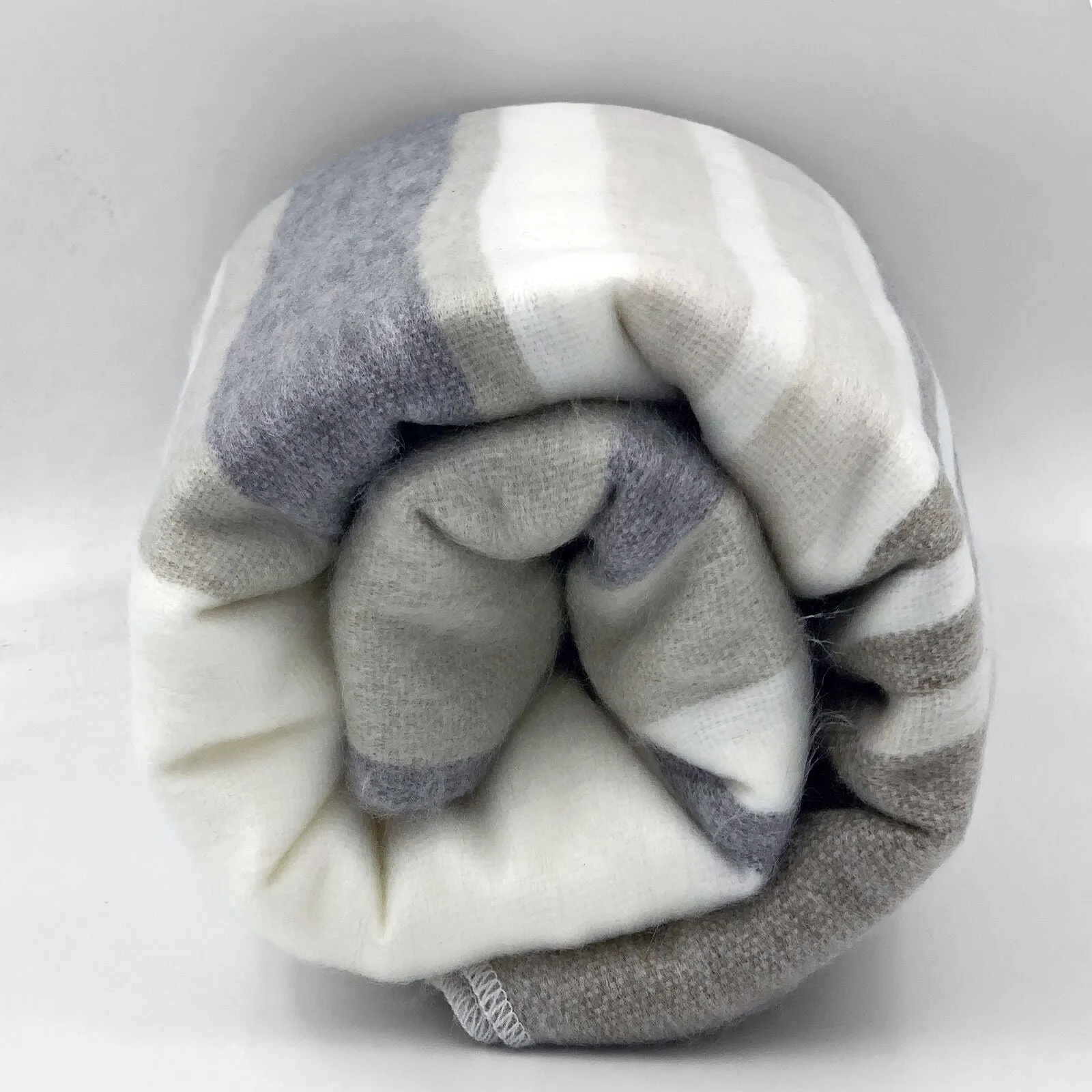 Yacoubina - Baby Alpaca Wool Throw Blanket / Sofa Cover - Queen/Queen Plus - multi colored stripes pattern