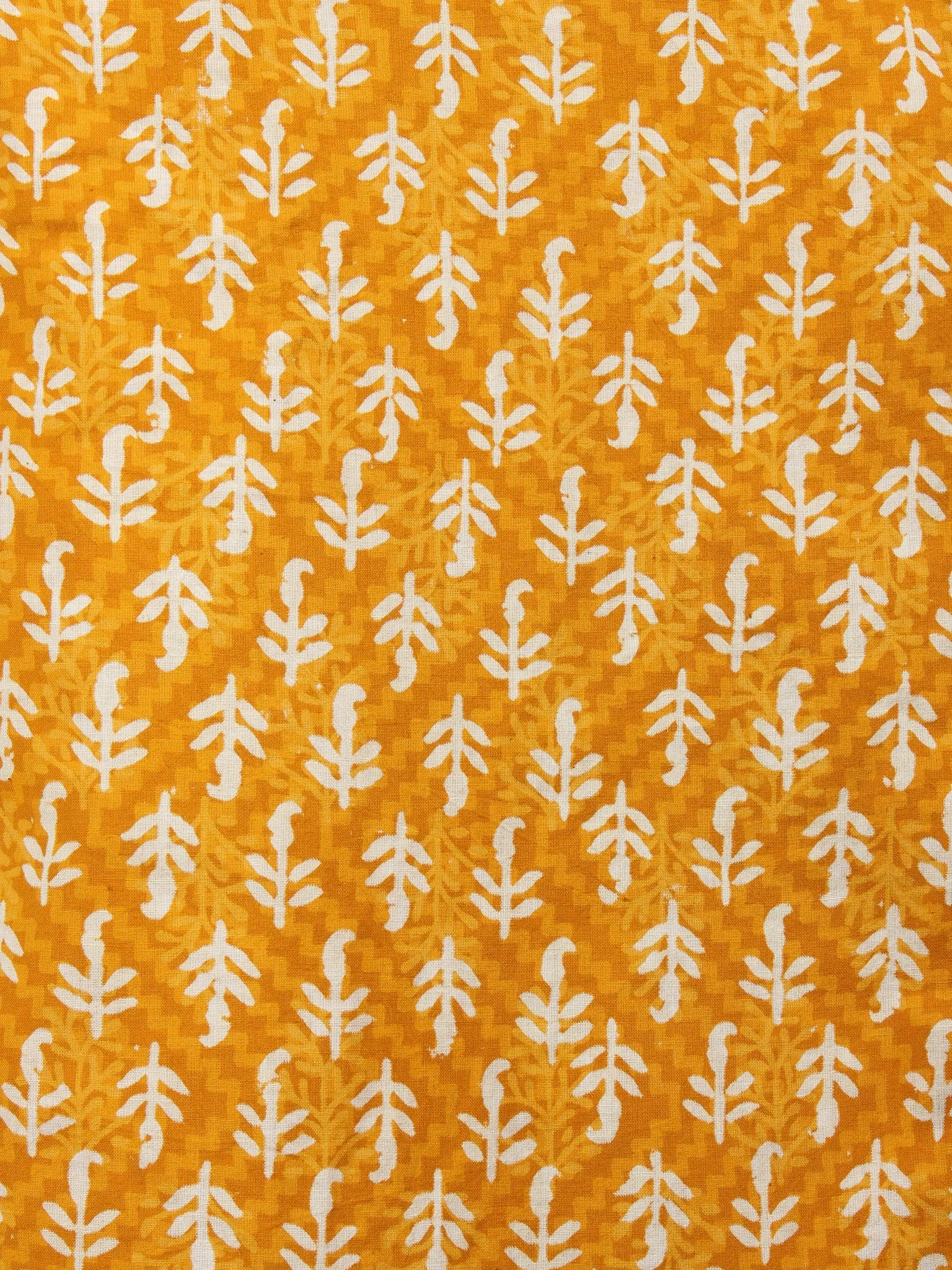 Yellow Hand Block Printed Elasticated Waist Capri - C0267013